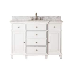 Windsor 49 in. W x 22 in. D x 35 in. H Vanity in White with Marble Vanity Top in Carrera White and White Basin