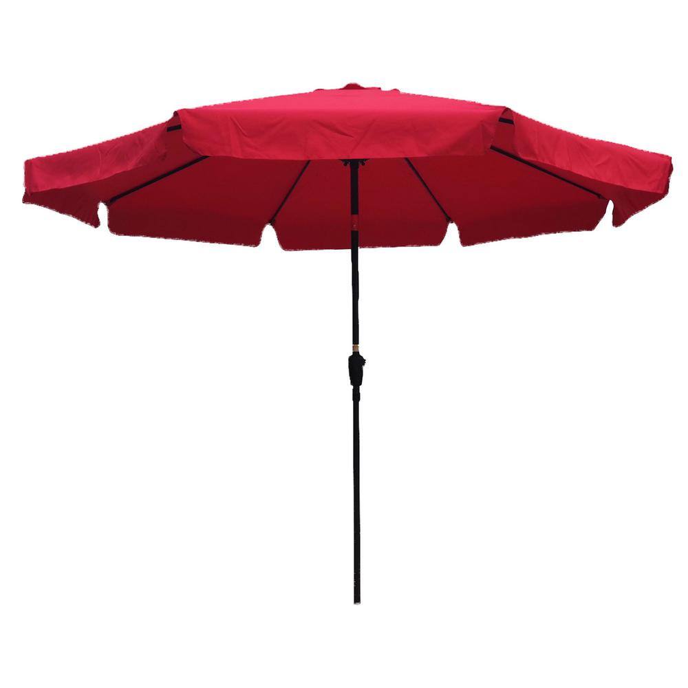 10ft. Metal Market Patio Umbrella in Red with Push Button Tilt
