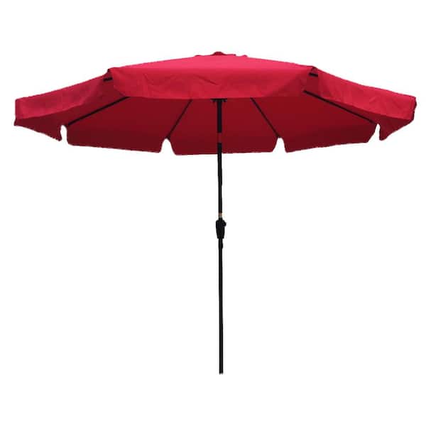 JimsMaison 10ft. Metal Market Patio Umbrella in Red with Push Button Tilt