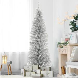 6 ft. Sliver Pencil Artificial Christmas Tree Electroplate Pencil Tree