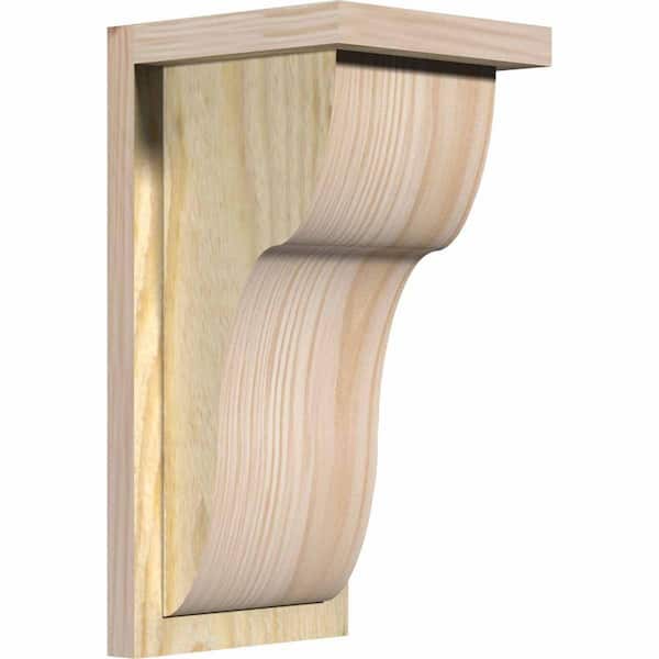 Ekena Millwork 8 in. x 8 in. x 16 in. Douglas Fir Carmel Rough Sawn Corbel with Backplate