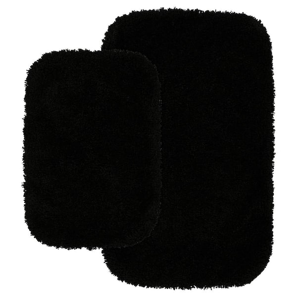 Garland Rug Serendipity Black 21 in. x 34 in. Washable Bathroom 2-Piece Rug Set