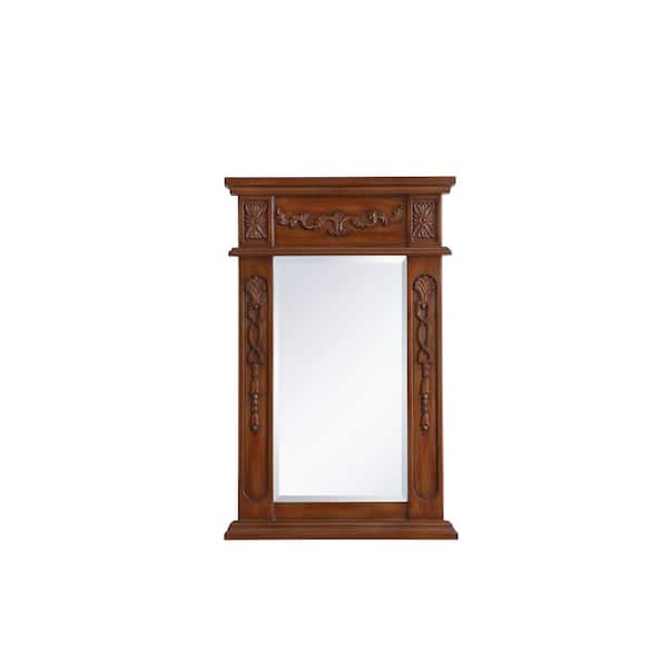 Unbranded Timeless Home 18 in. W x 28 in. H x Traditional Wood Framed Rectangle Teak Mirror