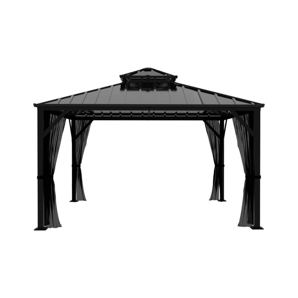 10 ft. W x 10 ft. D Metal Double Hardtop Gazebo with Pre-Painted Galvanized Steel Roof and Textilene Netting price history on PriceWatchPro