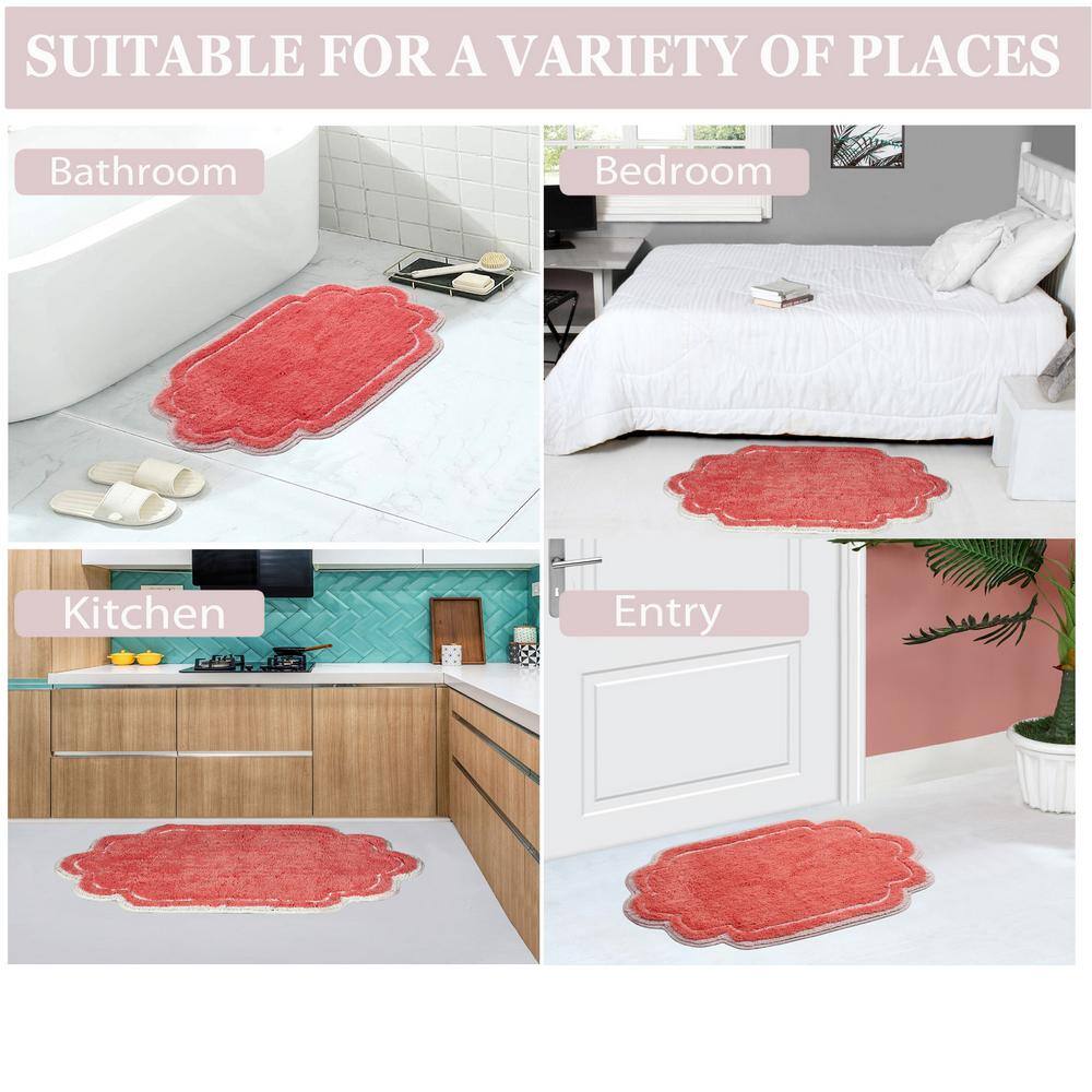 Allure Plush Cotton Bath Rug in Coral