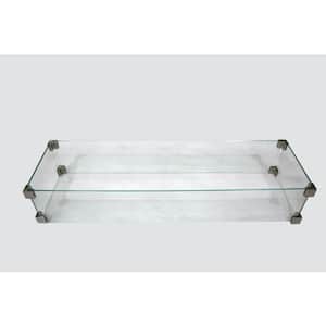44 in. x 14 in. x 7 in. Rectangle Tempered Glass Wind Screen for Granville/Hampton Fire Table with Stainless Steel Clips