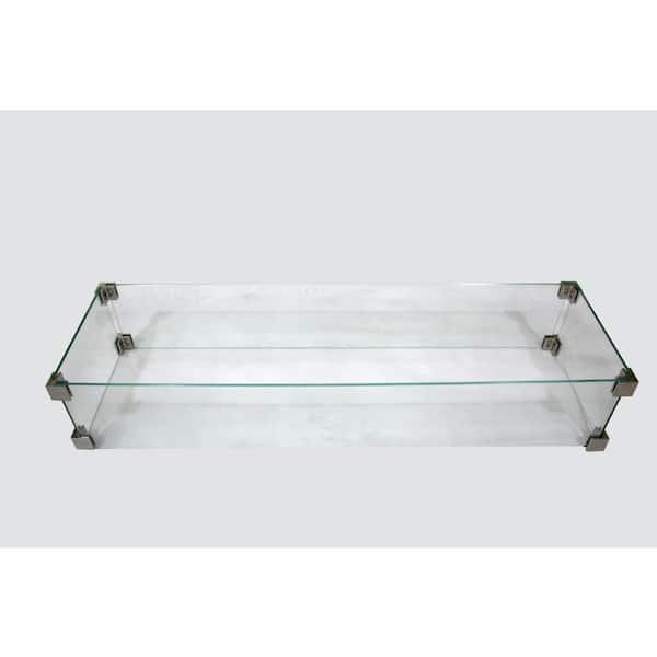 Elementi 44 in. x 14 in. x 7 in. Rectangle Tempered Glass Wind Screen for Granville/Hampton Fire Table with Stainless Steel Clips