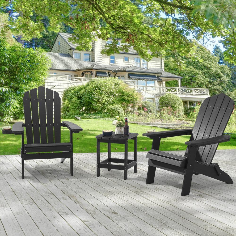Black Outdoor Plastic Folding Adirondack Chair Patio Fire Pit Chair for Outside (2-Pack) price history on PriceWatchPro