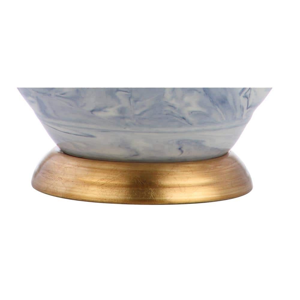 Classic 20.5" Blue and White Marbleized Ceramic Table Lamp