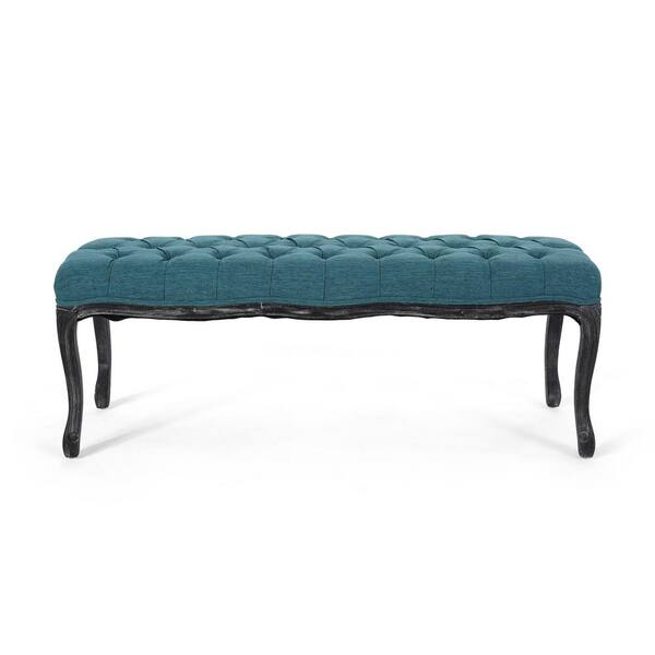 teal upholstered dining bench