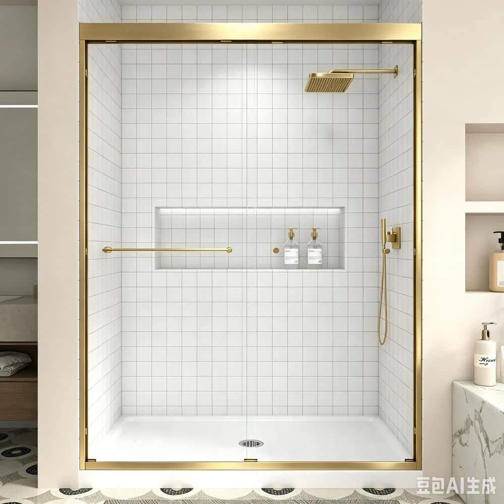 49-54 in. W x 72 in. H Sliding Framed Shower Door in Brushed Gold with Frosted Tempered Glass price history on PriceWatchPro