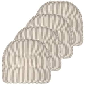 Pinstripe Memory Foam U-Shaped 17 in. x 16 in. Non-Slip Indoor/Outdoor Chair Seat Cushion Taupe, (4-Pack)