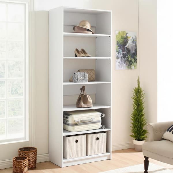 Klair Living Prosper 32 in. W White Tower Unit Five-Shelves Wood