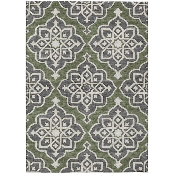 Chantille Machine Washable Indoor/Outdoor Abstract ACN3031 Olive 10 ft. x 14 ft. Area Rug