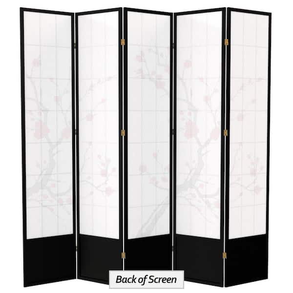 Red Lantern 7 ft. Black 5-Panel Room Divider 84CBLSS-BLK-5P - The