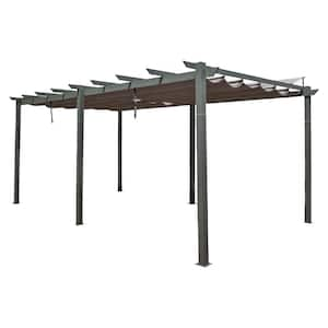 11 ft. x 20 ft. Black Aluminum Frame Outdoor Patio Gazebo with Dark Gray Adjustable Canopy