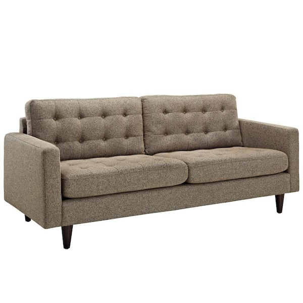 MODWAY Empress 84.5 in. Oatmeal Polyester 4-Seater Tuxedo Sofa with Square Arms