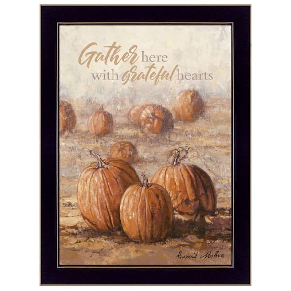 HomeRoots Charlie Gather Here with Grateful Hearts 1-Piece Framed Wall Art 18 in. x 14 in.