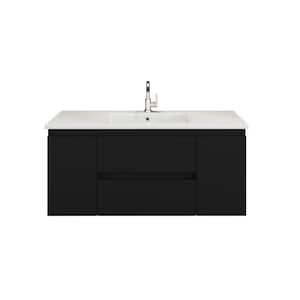 Salt 48 in. W x 20 in. D Bath Vanity in Black with Acrylic Vanity Top in White with White Basin