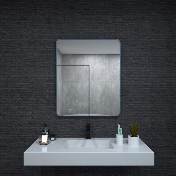 niveal 30 in. W x 36 in. H Rectangular Framed Wall Bathroom Vanity Mirror in Navy Blue
