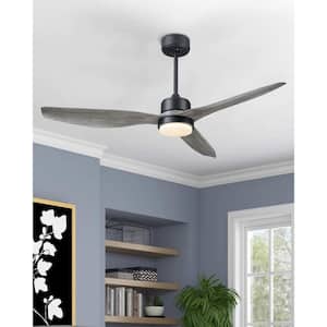 Ruel 52 in. Integrated LED Indoor/Outdoor Gray Washed Smart Ceiling Fan with Remote Control and Sloped Ceiling Available