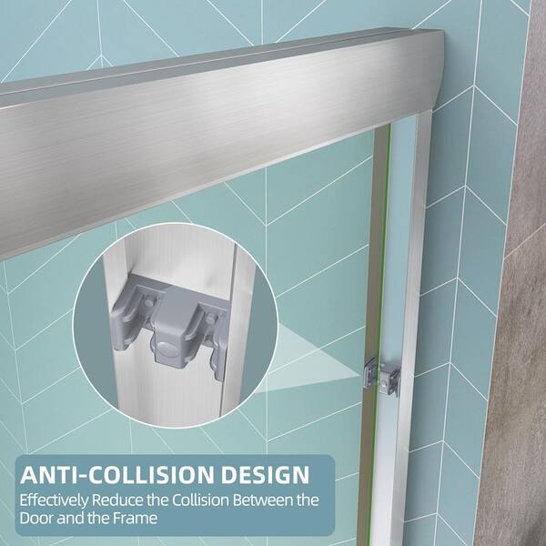 Getpro 56 in.-60 in. W x 72 in. H Double Sliding Framed Alcove Bypass Shower Door in Brushed Nickel with 1/4 in. Clear Glass