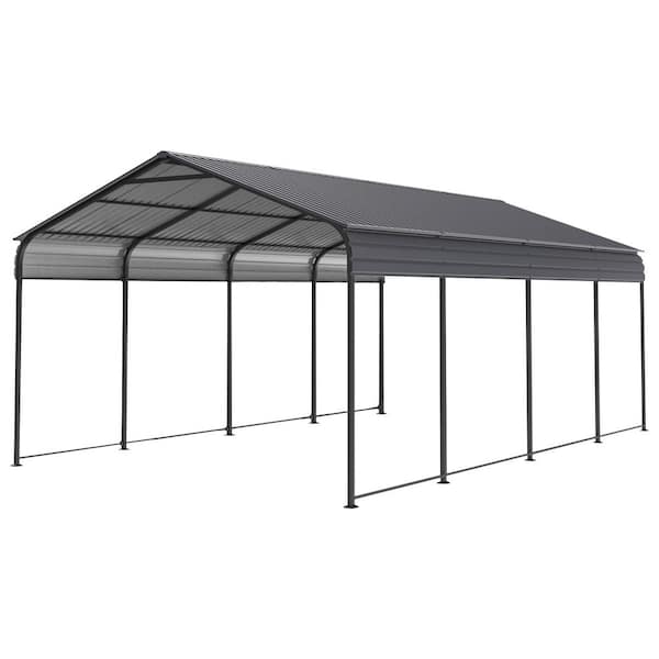 Tatayosi 12ft. W x 20ft. D Heavy Duty Galvanized Steel Carport, Car Canopy and Shelter, Gray