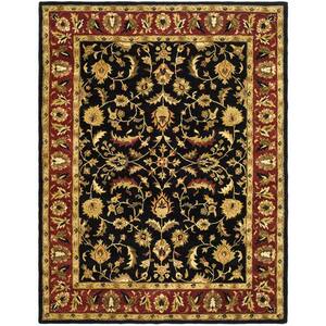 SAFAVIEH Heritage Black/Red 4 ft. x 4 ft. Square Border Area Rug HG953A ...