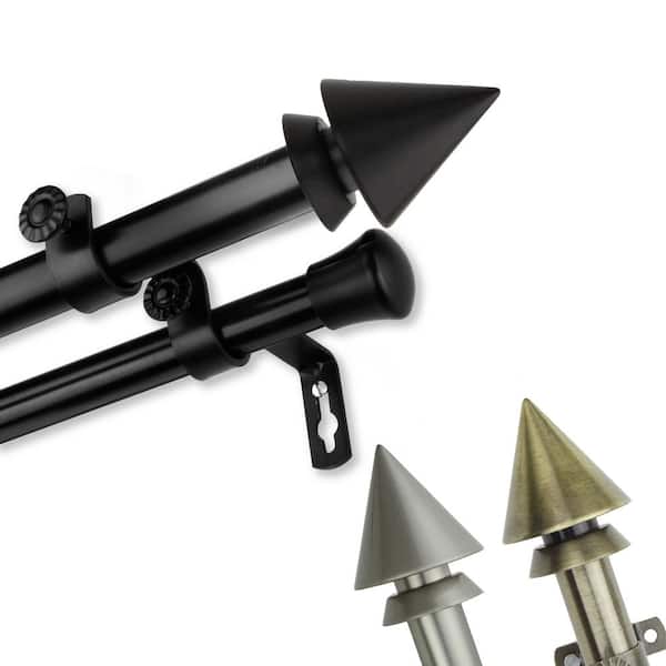 Unbranded 48 in. to 84 in. 13/16 in. Adjustable Bruno Double Curtain Rod in Black