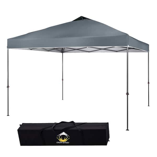 CROWN SHADES 10 ft. x 10 ft. Gray Pop-Up Canopy with Carry Bag