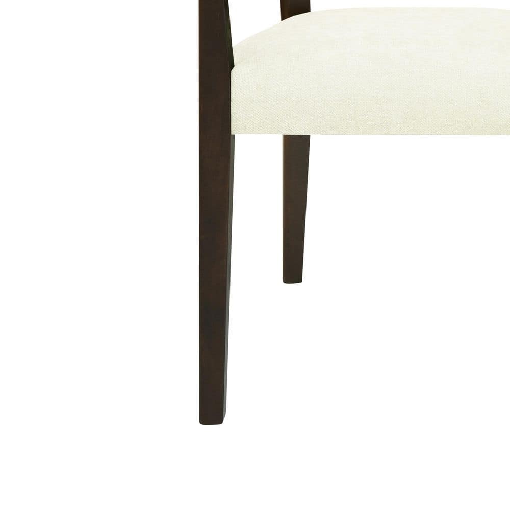 Dark Brown and Beige Rubberwood Arm Chairs with Cane Webbing