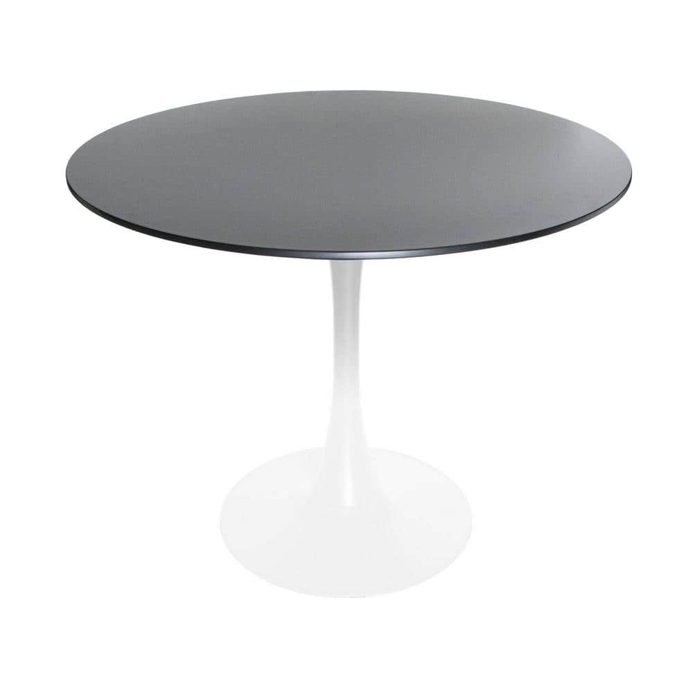 Bristol Mid-Century Modern Black and White Round Dining Table