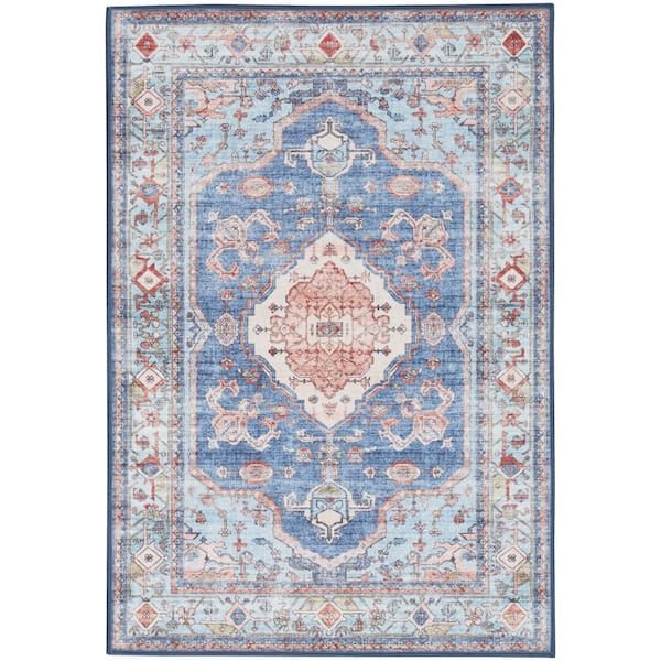 Fulton Blue  doormat 2 ft. x 3 ft. Vintage Persian Traditional Kitchen Area Rug
