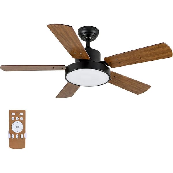 44 in. Ceiling Fan with LED Light and Remote Control, 6-Speed Modes, 2 Rotating Modes, Timer, Improved Blades, Brown