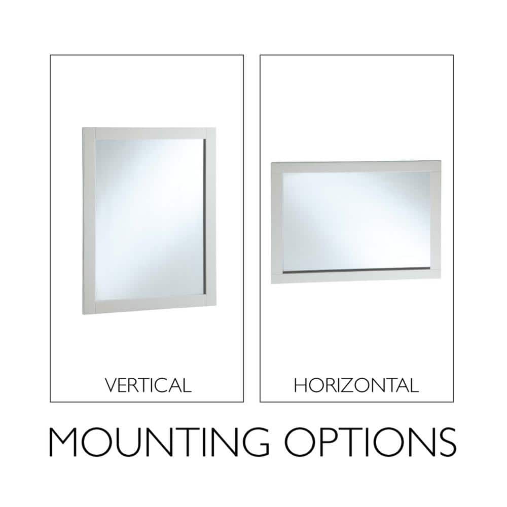 Shorewood 30-Inch White Wood Framed Rectangular Mirror