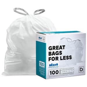 5.2 Gallon / 20 Liter White Drawstring Garbage Liners Simplehuman* Code D Compatible 15.75" x 28" (100 Count)