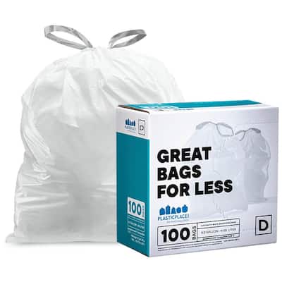 Plasticplace 25.25 in. x 32.75 in.13-17 Gallon l White Drawstring Garbage  Liners Simplehuman Code Q-Compatible (200-Count) TRA260WH - The Home Depot