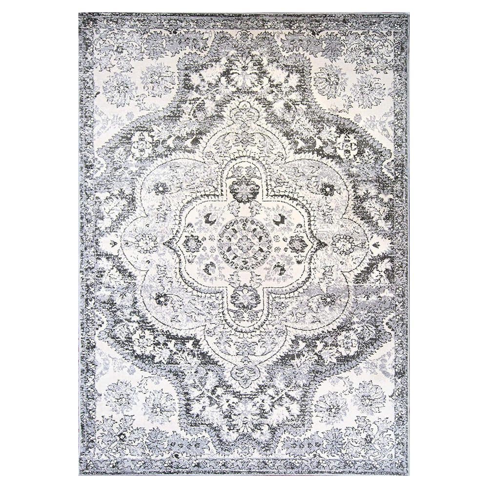 Gray Polypropylene 5 ft. x 7 ft. Abstract Indoor Area Rug