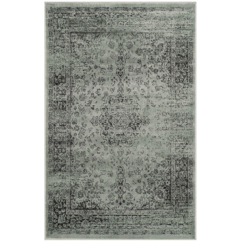 Hand-Knotted Spruce Wool and Silk 5' x 7' Rectangular Rug