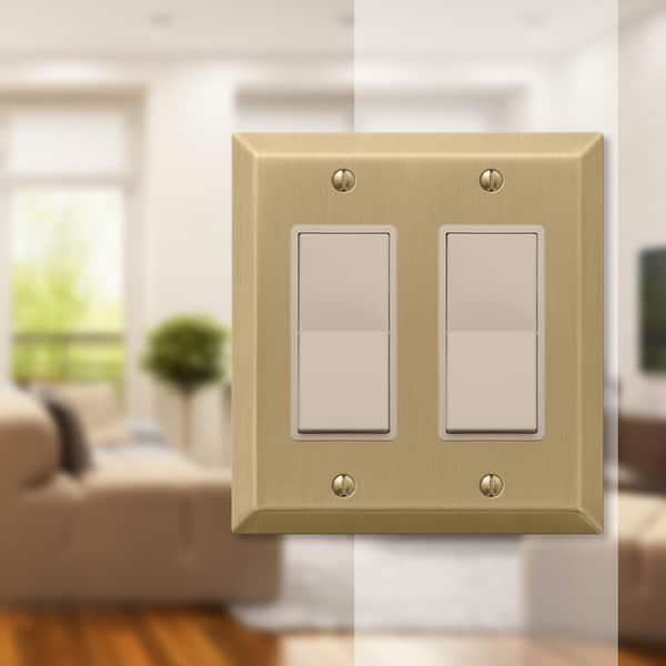Metallic 2 Gang Rocker Steel Wall Plate - Brushed Bronze