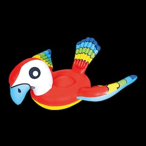 73.25 in. W Red and Blue Jumbo Parrot Ride-On Inflatable Swimming Pool Float