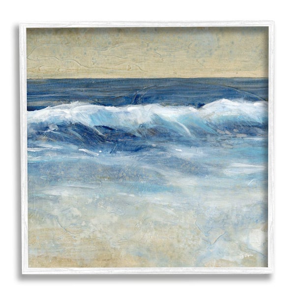 Stupell Industries "Incoming Beach Tide Contemporary Painting Soft Whitecaps" by Tim O'Toole Framed Nature Wall Art Print 24 in. x 24 in.
