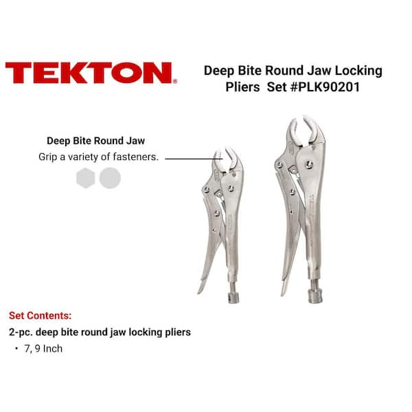 TEKTON 7 in. to 10 in. Indexing Round Jaw Locking Pliers Set (2