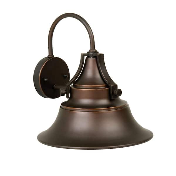 CRAFTMADE Union 16.25 in. Bronze Finish Outdoor Hardwired Wall Lantern Sconce with Bronze Shade, No Bulb Included