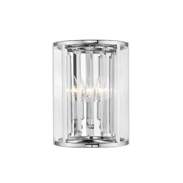 Unbranded Monarch 8.5 in. 2-Light Chrome Wall Sconce Light with Crystal Shade with No Bulb(s) Included