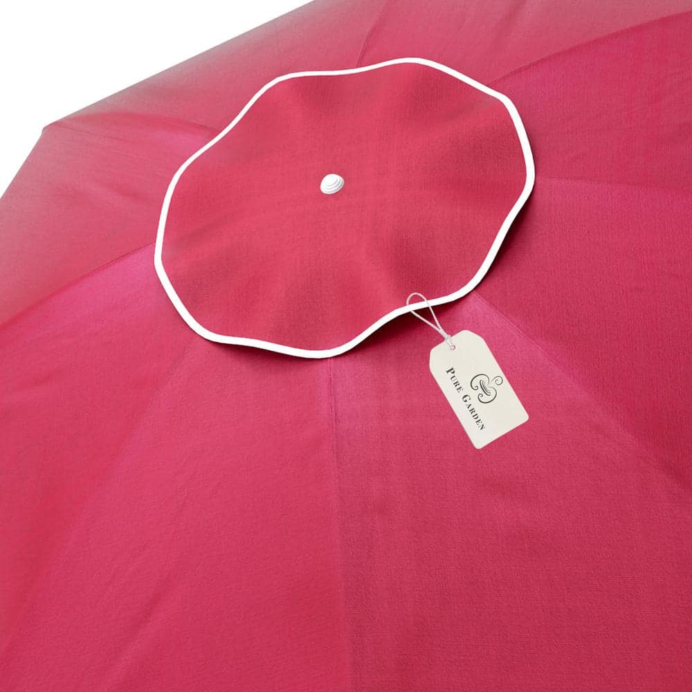 Red 7 ft Octagon Beach Umbrella with Aluminum Pole