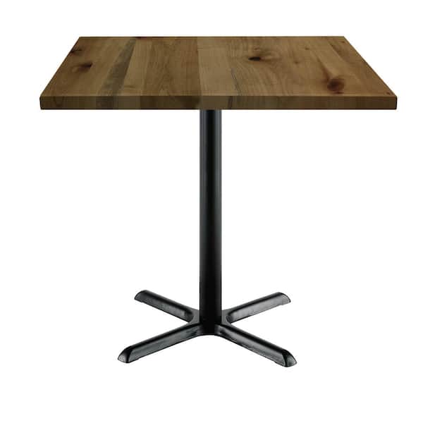 KFI FURNITURE, LLC Urban Loft 36 in. Square Natural Solid Wood Counter Table with X-Shaped Black Steel Frame (Seats 4)