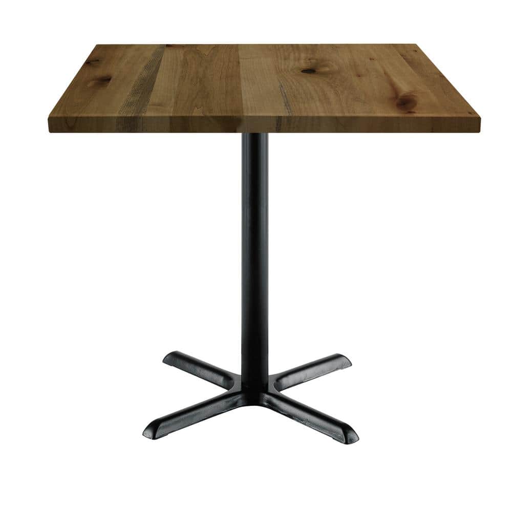 Urban Loft 36 in. Square Natural Solid Wood Counter Table with X-Shaped Bla
