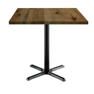 Urban Loft 36 in. Square Natural Solid Wood Counter Table with X-Shaped Black Steel Frame (Seats 4)