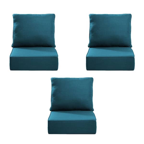 24 in. x 24 in. x 6 in. 6-Piece Olefin Deep Thick Seating Outdoor Lounge Chair Sofa Replacement Cushion in Peacock Blue